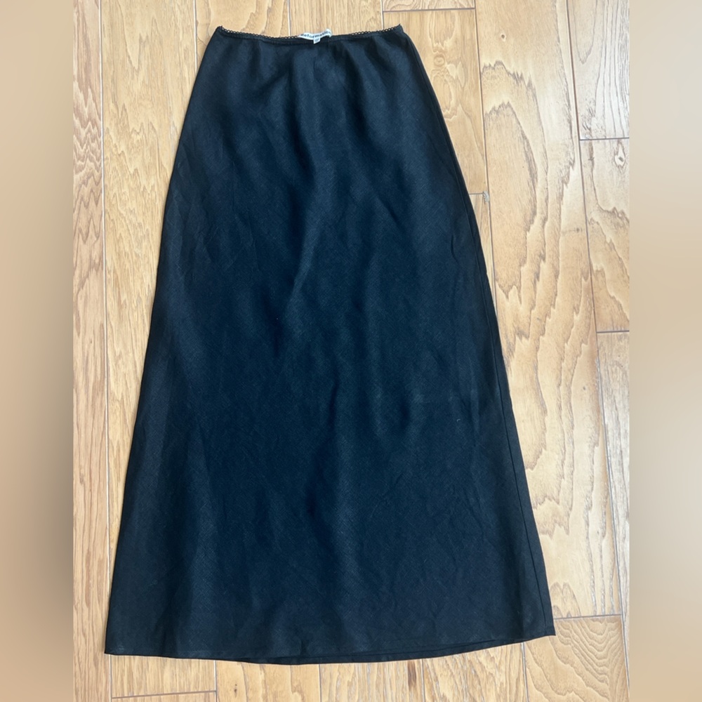 Reformation Linen Black A-Line Skirt